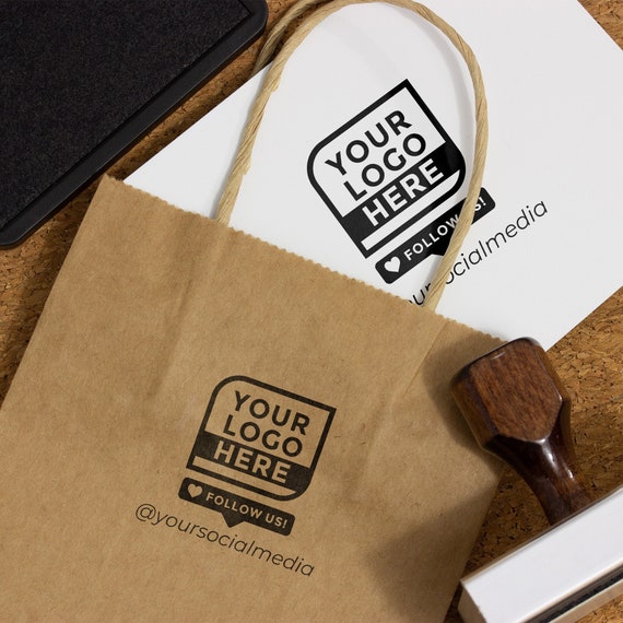 Personalized Logo Stamp, Custom Stamp for Business, Social Media Stamp, Custom Rubber Stamp, Wood Handle Stamp, Business Logo Stamp