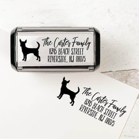 Chihuahua Personalized Address Stamp | Custom Dog Return Address Stamp | Self Inking Stamp