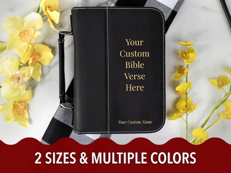 Custom Leatherette Bible Cover, Personalized Bible Case, Engraved Bible Verse, Religious Gifts for Men and Women, Christian Gift, Book Cover image 1