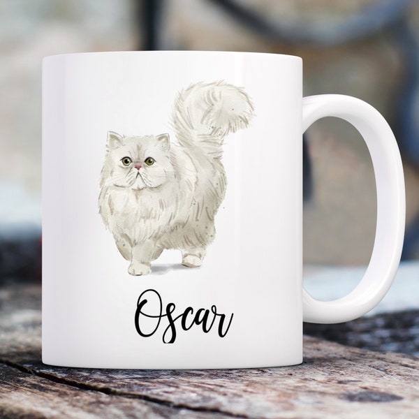 Persian Cat Watercolor Double Sided Mug | Custom 11 Oz. Coffee Mug
