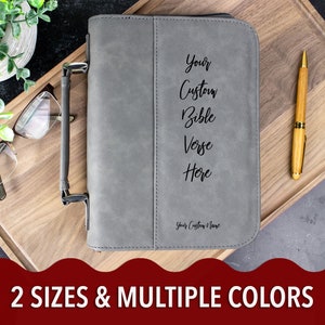 Custom Engraved Bible Cover, Cursive Font Personalized Bible Cover, Leatherette Bible Case for Religious Gifts, Christian Gifts, Book Cover