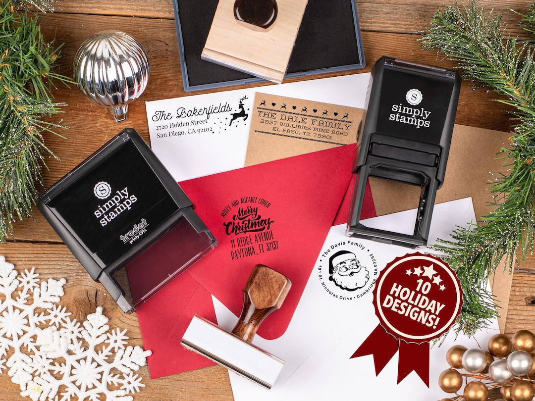 Custom Holiday Address Stamps | Personalized Return Address Stamps - Etsy