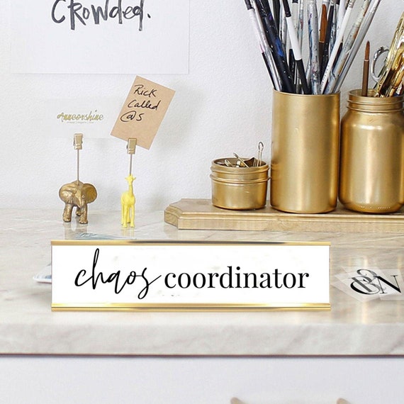 Chaos Coordinator Custom Engraved Deskplates, Funny Desk Plate, Decorations for Home Offices & Dorm Rooms