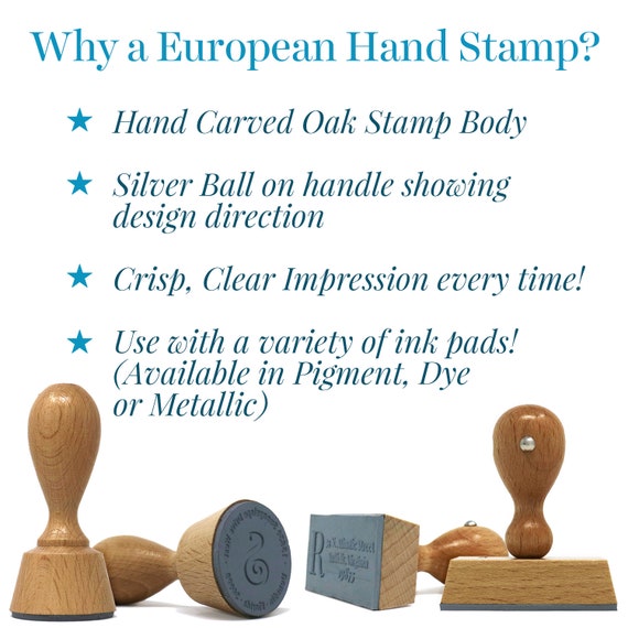 Custom Text Logo European Wood Handle Stamp - 904 Custom