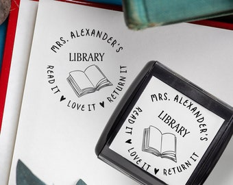 Custom Library Stamp, Personalized Library Rubber Stamp, Librarian Stamps, Gift For Teachers