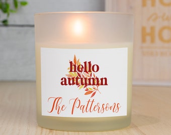 Hello Autumn Personalized Soy Candle | Custom Fall Candle