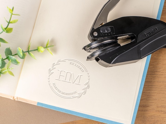 Personalized Initial Book Embosser, Custom Luxury Embossing Tool, Traditional Library Embosser, Premium Wedding Raised Impression Stamp
