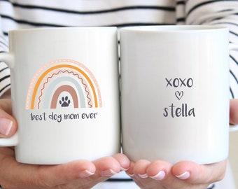 Best Dog Mom Ever Rainbow Double Sided Mug | Custom 11 Oz. Dog Mom Coffee Mug