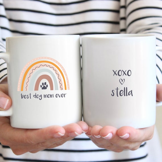 Best Dog Mom Ever Rainbow Double Sided Mug | Custom 11 Oz. Dog Mom Coffee Mug