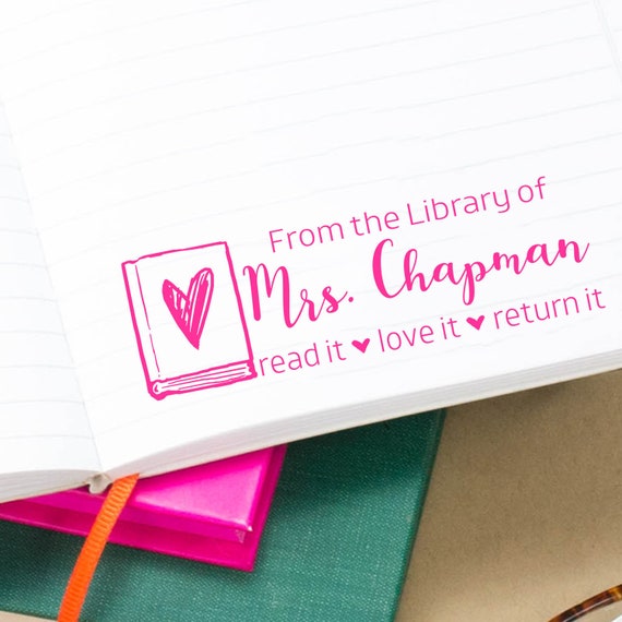 Customized Librarian Stamp, From the Library of Script Stamps, Self-Inking Classroom Stamper, Teacher Stamps, Personalized Rubber Stamp