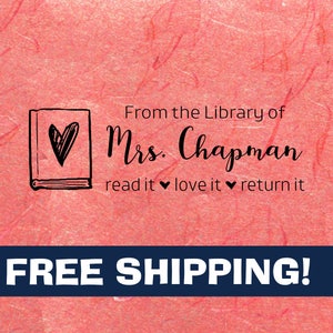 Customized Librarian Stamp, From the Library of Script Stamps, Self-Inking Classroom Stamper, Teacher Stamps, Personalized Rubber Stamp image 2