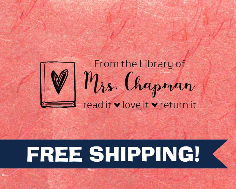 Customized Librarian Stamp, From the Library of Script Stamps, Self-Inking Classroom Stamper, Teacher Stamps, Personalized Rubber Stamp image 2