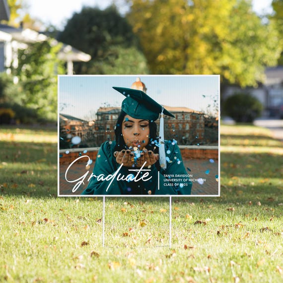 Graduation Yard Sign, Custom Photo Yard Sign, Custom Sign for Graduation, Class of 2025 sign, Graduation Party Decor, Personalized Sign
