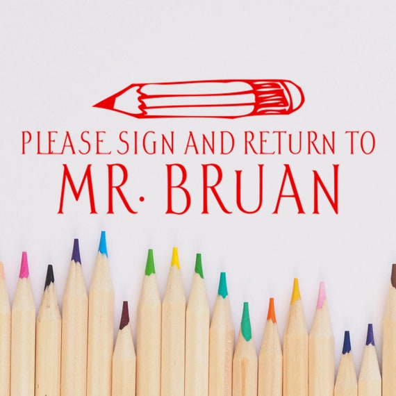 Custom Teacher Please Sign and Return Stamp, Teacher Stamp, Grading Stamp, School Stamp, Gift for Teacher