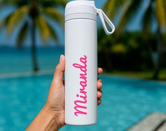 Love Tropical Island Water Bottle Decal, Custom Name Sticker for Water Bottles, Trendy Personalized Tumbler Decal, Script Waterproof Sticker
