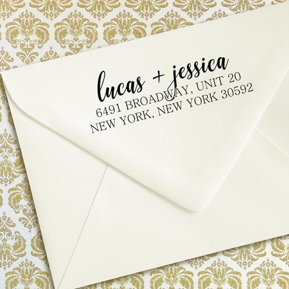 Broadway Script Address Stamp, Self-Inking Return Address Stamps, Housewarming Gift Stamp