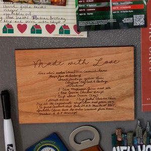 Cartes de recettes, Recette gravée à la main, Aimant de réfrigérateur personnalisé, Recette personnalisée, Cadeaux cuisine, Recette de famille, Cadeau recette, Cadeau personnalisé