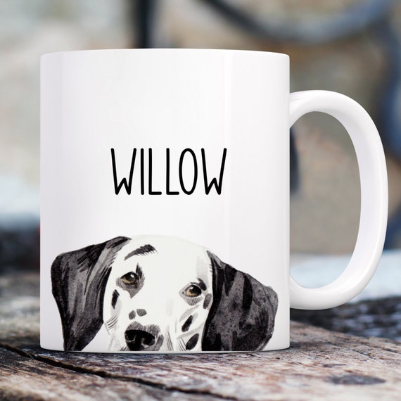 Peeking Dalmatian Mug with Custom Name | Personalized Coffee Cup 11 oz.