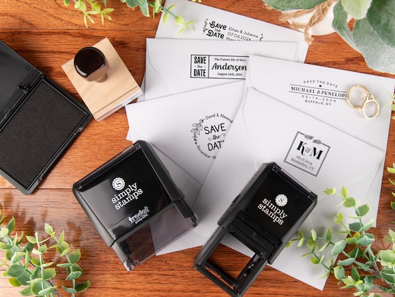 Custom Save The Date Stamp – Choose from 2 Stamp Types, 8 Designs and 7 to 9 Colors