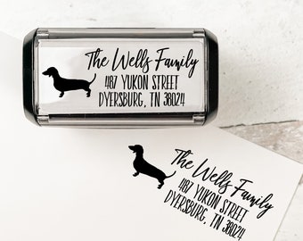 Dachshund Personalized Address Stamp | Custom Dog Return Address Stamp | Self Inking Stamp