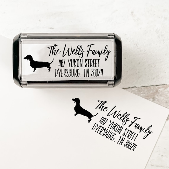 Dachshund Personalized Address Stamp | Custom Dog Return Address Stamp | Self Inking Stamp
