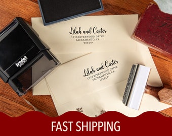 Personalized Return Address Stamp | Custom Script Self-Inking & Wooden Hand Stamp | Housewarming Gift