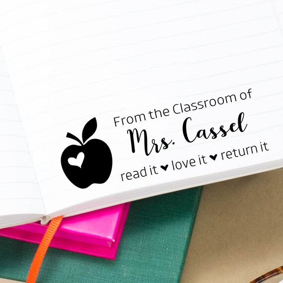 Personalized Teacher Name Stamp, Custom "From the Classroom of Script" Library Stamp, Self-Inking Classroom Stamps, School & Teacher Stamps