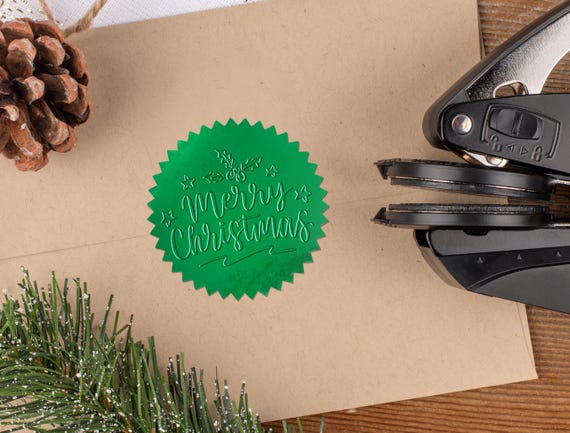 Holiday Gift Embosser, Festive Embosser For Holiday Cards & Presents, Personalized Embosser Stamp, Custom Christmas Embosser, Envelope Stamp
