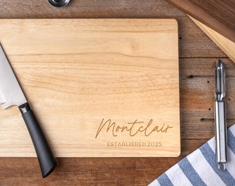 Engraved Monogram Charcuterie Board, Custom Family Name Cutting Board, Premium Wood Chopping Block, Housewarming & Holiday Gifts