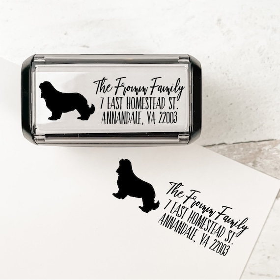 Cavalier King Charles Spaniel Personalized Address Stamp | Custom Dog Return Address Stamp | Self Inking Stamp