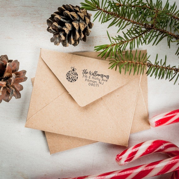 Christmas Ornament Rubber Address Stamp