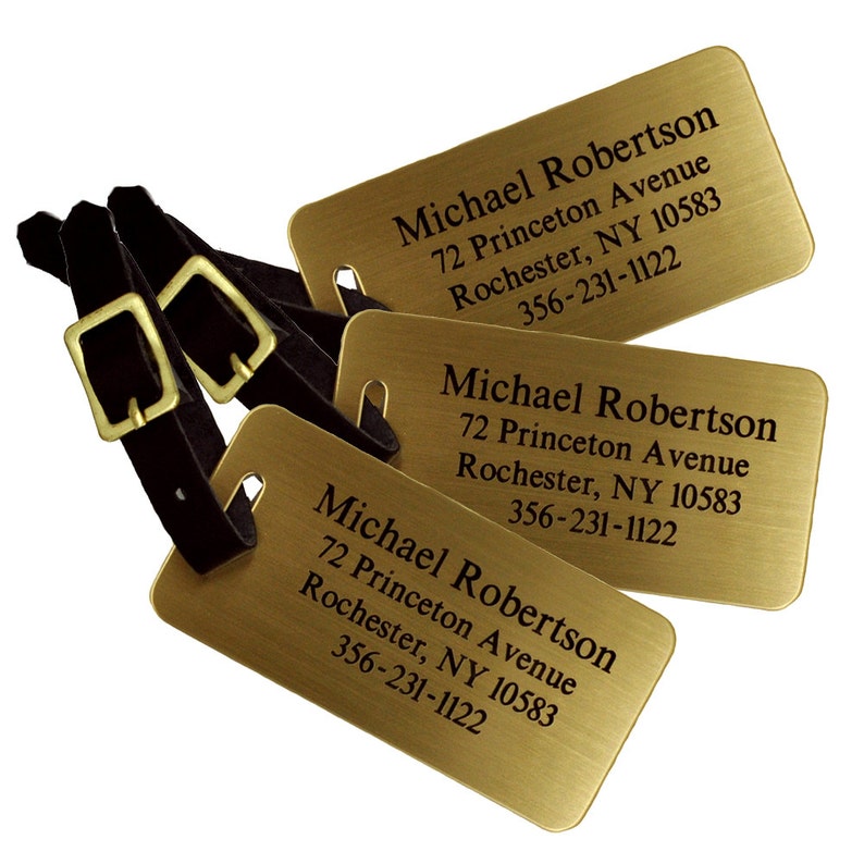 Personalized Engraved Brass Luggage Tag Etsy