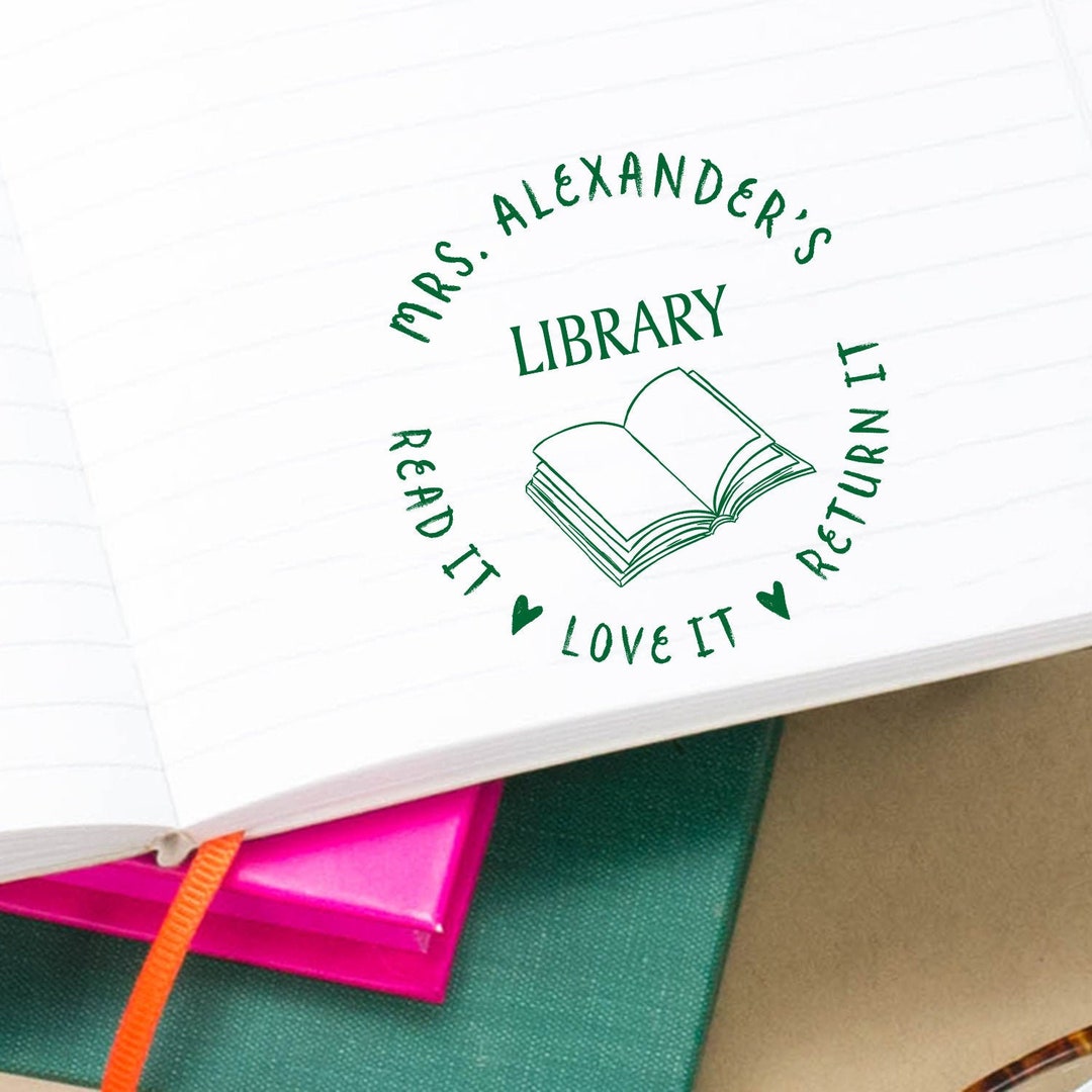 Custom Library Stamp Personalized Library Rubber Stamp Etsy