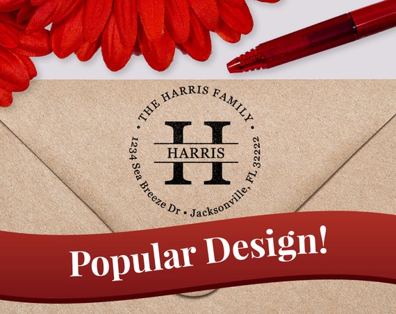 Monogram Address Stamp, Monogram Stamp, Self Inking Monogram Stamp, Monogram Wedding Gift Stamp, Wood Monogram Stamp