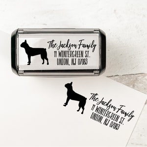 Boston Terrier Personalized Address Stamp | Custom Dog Return Address Stamp | Self Inking Stamp