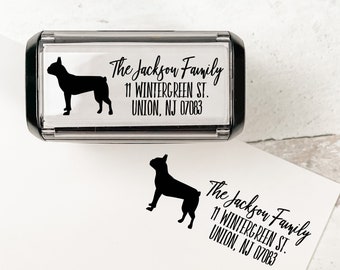 Boston Terrier Personalized Address Stamp | Custom Dog Return Address Stamp | Self Inking Stamp