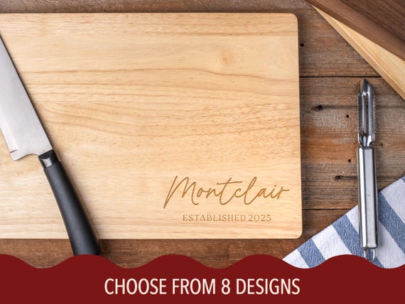 Engraved Monogram Charcuterie Board, Custom Family Name Cutting Board, Premium Wood Chopping Block, Housewarming & Holiday Gifts