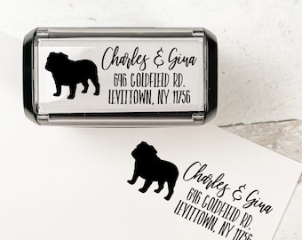 English Bulldog Personalized Address Stamp | Custom Dog Return Address Stamp | Self Inking Stamp