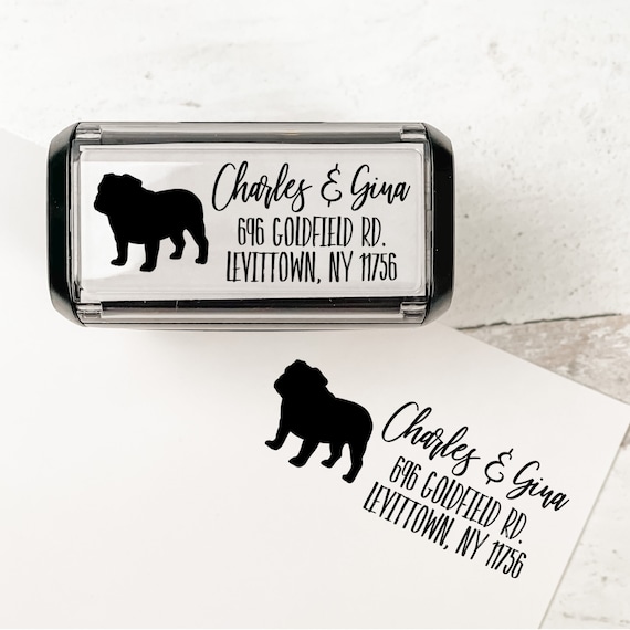 English Bulldog Personalized Address Stamp | Custom Dog Return Address Stamp | Self Inking Stamp