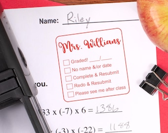 Teacher Grading Stamp | Self Inking Feedback Stamp | Classroom Checklist | Custom Teacher Stamp | Fast & Easy Paper Grading Tool