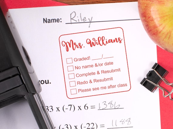 Teacher Grading Stamp | Self Inking Feedback Stamp | Classroom Checklist | Custom Teacher Stamp | Fast & Easy Paper Grading Tool