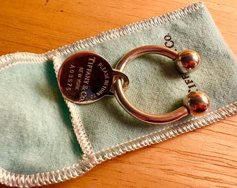 Tiffany and Co Silver 1837 Circle Blue Enamel Charm Clasp 4