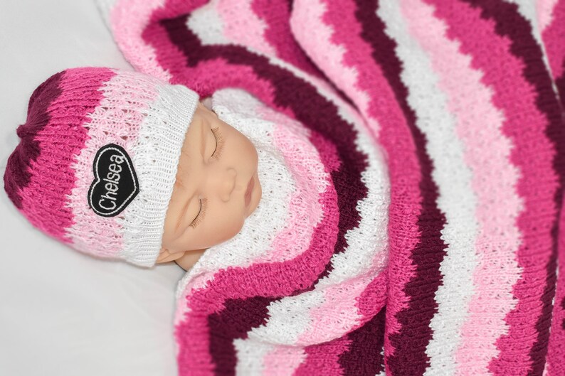 Custom Personalized Swaddle Set Boy Knitted Baby Blanket Etsy