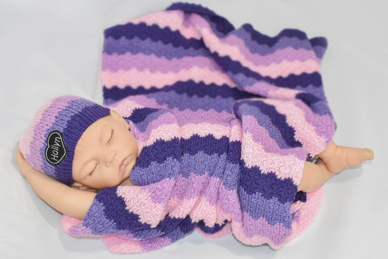 Custom Personalized Swaddle Set Boy Knitted Baby Blanket Etsy