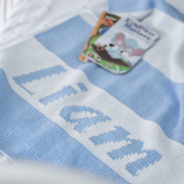 Knitted Baby Blanket Personalized Baby Blanket Baby Name Blanket Monogram Baby Blanket Personalized Knit Name Blanket With Baby's Name