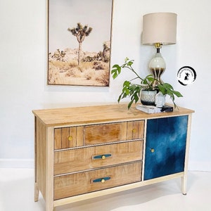 Mid Century Modern Buffet hand Painted modern art Inspired credenza . Bedroom Storage Cabinet. Colorful Entryway Cabinet. Boho / Eclectic image 3