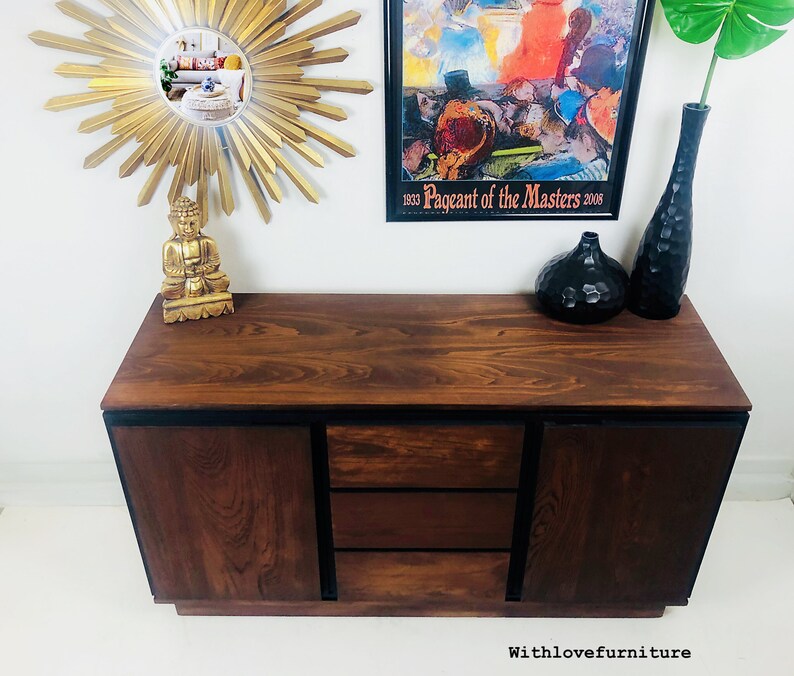 MCM Mid Century Modern Sideboard Black Dresser Tv Stand Credenza Console Nursery table Buffet