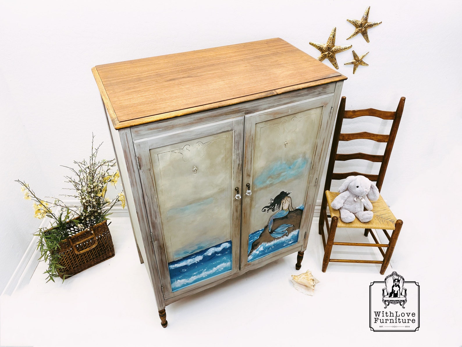 Nautical Painted Wardrobe. Vintage Seaside Inspired Armoire. Etsy