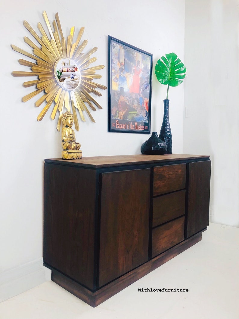 MCM Mid Century Modern Sideboard Black Dresser Tv Stand Credenza Console Nursery table Buffet