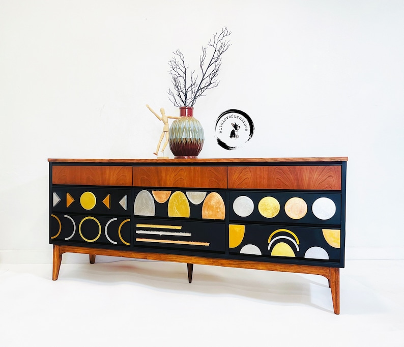 MCM mid century Modern 9 drawers dresser. Credenza, Media Console, TV Stand image 7